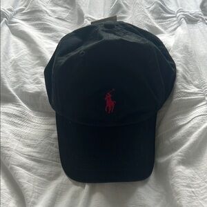 Ralph Lauren Black Hat with Red Emblem